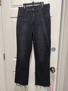 GAP Black High-Rise Kick Flare Jeans with Raw Hem